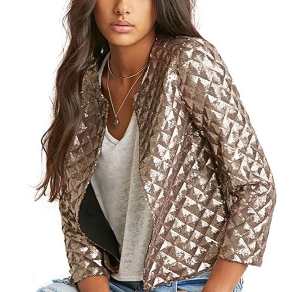 Jackets & Blazers - Gold Sequin Blazer